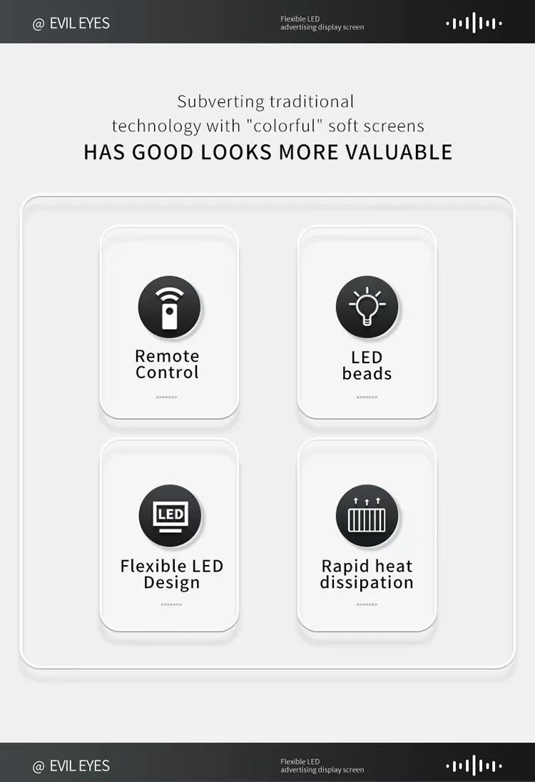 Devil's Eye Truck Windshield Remote Control Flexible Led Eye Animation Display Smart Scrolling Message Eye Soft LED Sign Board