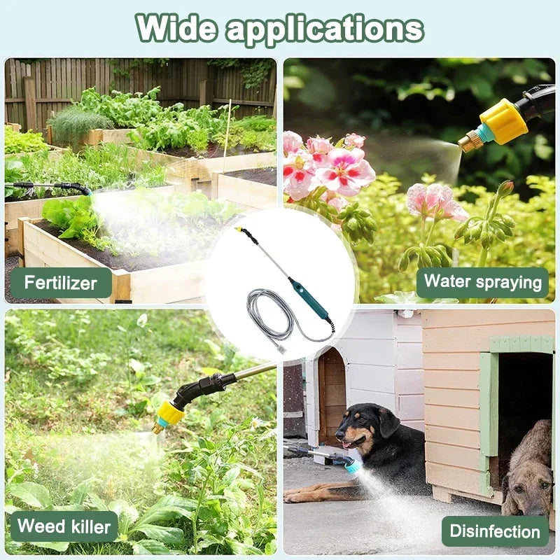 2400mAh Electric Garden Sprayer, High Pressure Portable Gardening Tool with 3 Mist Nozzles for Plant Watering Irrigation