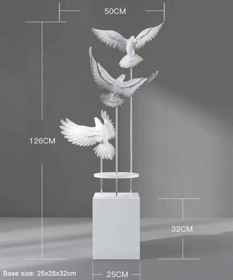 Modern Large Bird Floor Sculpture Home TVCabinet Decor for Living Room Entryway Office Waterproof Art Statue with Anti-Slip Base