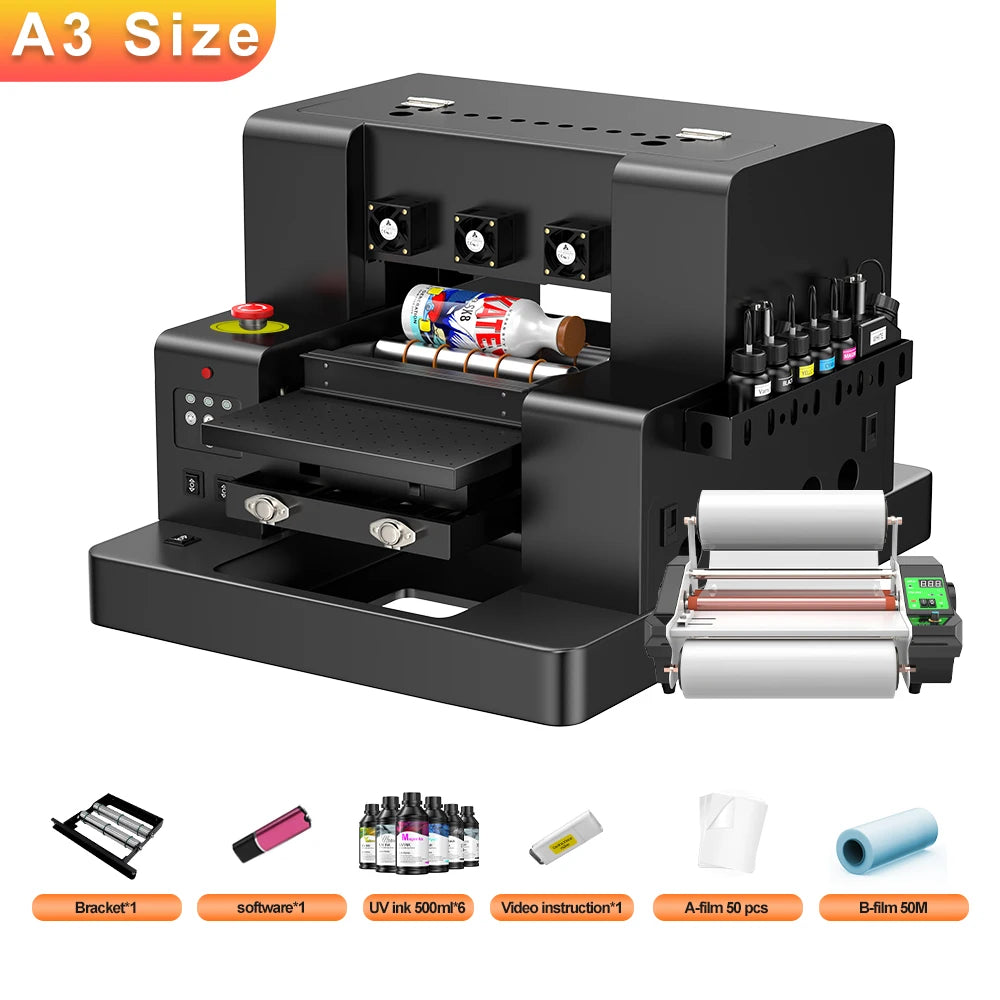 A3 UV Printer L805 UV Flatbed Printing Machine A3 UV DTF Sticker Printer For Bottle Wood Pen Metal A4 UV Sticker Printer