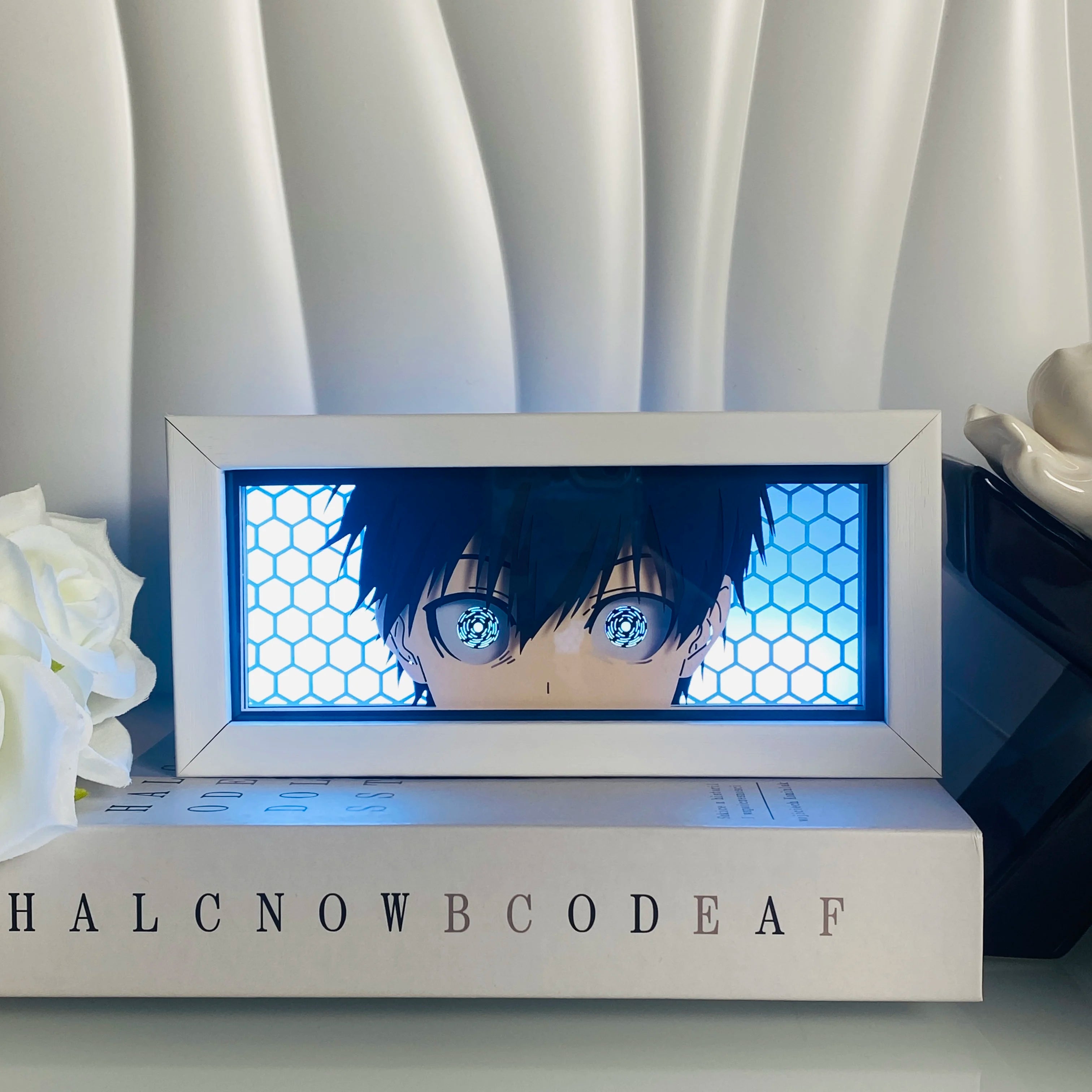 Anime Light Box Led Strip Lights Anime Eyes Shadow Box Picture Frame 3D Paper Carving Usb Table Lamp Mood Light Room Decor Gift