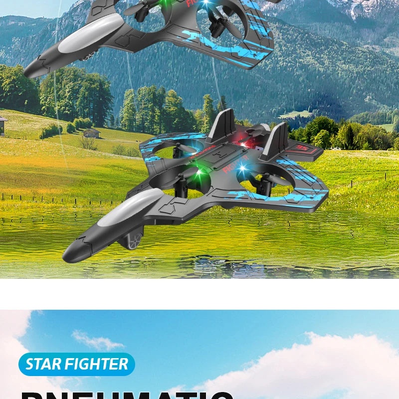 Glider Flying Helicopter RC Hobby Jet Plane 2.4G Stunt Remote Control Foam Fighter Airplane Toy With Light