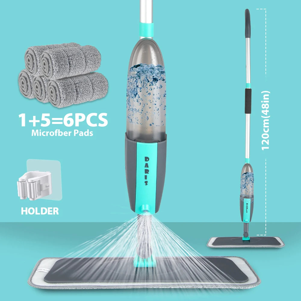 Magic Floor Cleaning Sweeper Brooms With Microfiber Pads 360° Rotation Flat Spray Floor Mop Broom For Cleaning Home Spin Mop