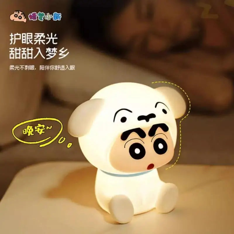 Anime Crayon Shin-Chans Patting Small Night Lamp Soft Light Eye -Protecting Bedroom Bedside Charging Small Nigh Ornament Gifts