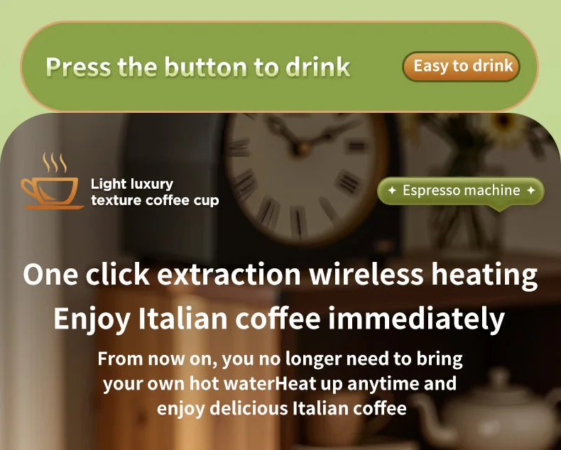 2-in-1 Wireless Electric Espresso Coffee Machine for Car & Home Camping Portable Coffee MakerCapsule Powder Travel Coffee Maker