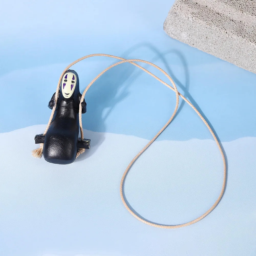Spirited Away No-Face Swinging Car Charm Hanging Ornament Rearview Mirror Decoration Anime Themed Car Accessory