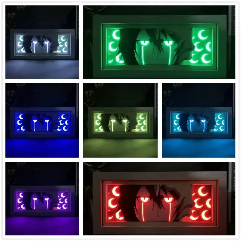 BLEACH Anime Led Paper Carving Lamp Kurosaki Ichigo Aizen Sousuke Paper Cut Shadow Box Bedroom Decoration Led Light Toy Gift