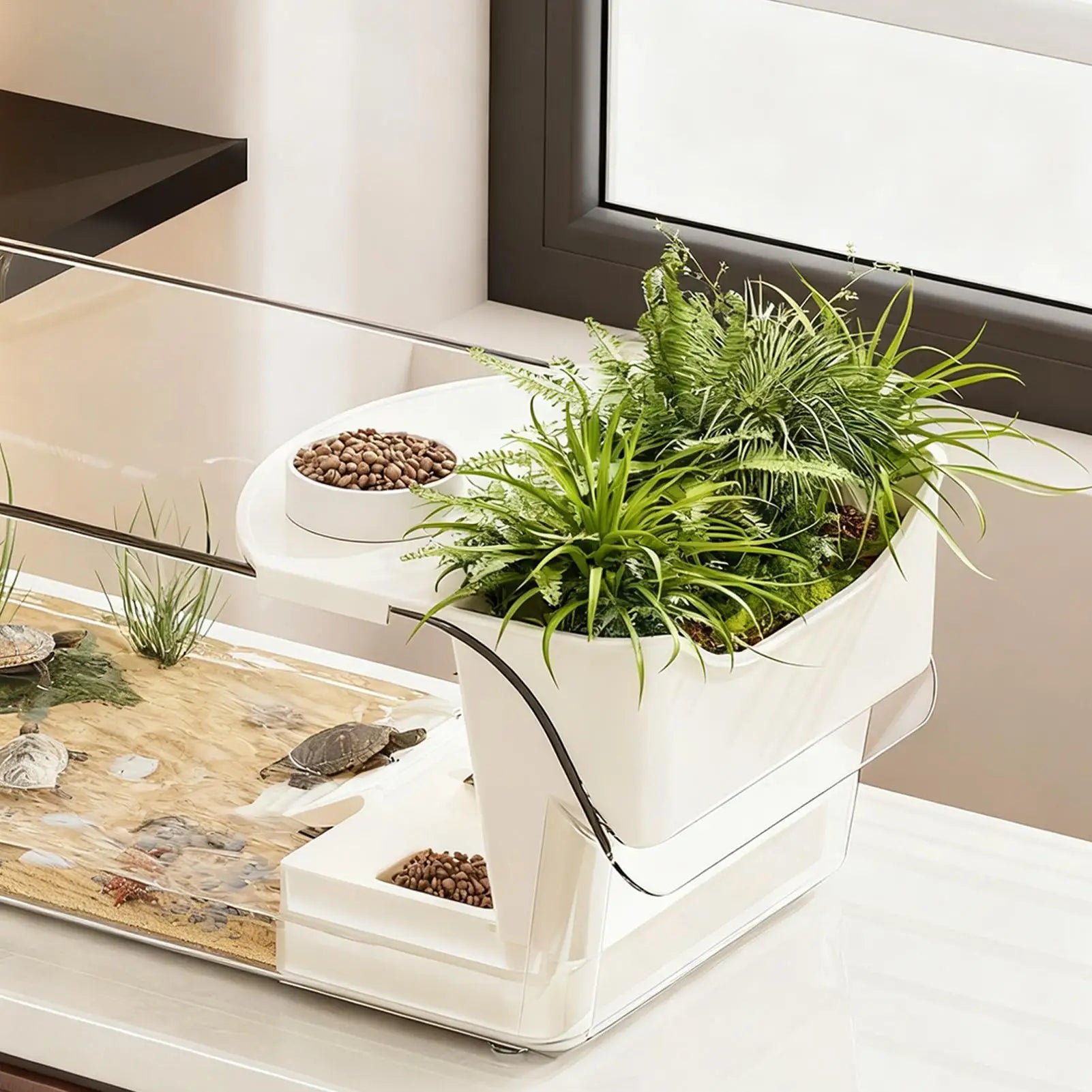 Aquatic Turtle Tank Large Detachable Terrarium Multi-Function Area Tortoise Aquarium Tank For Tree Frog Salamanders Crayfish