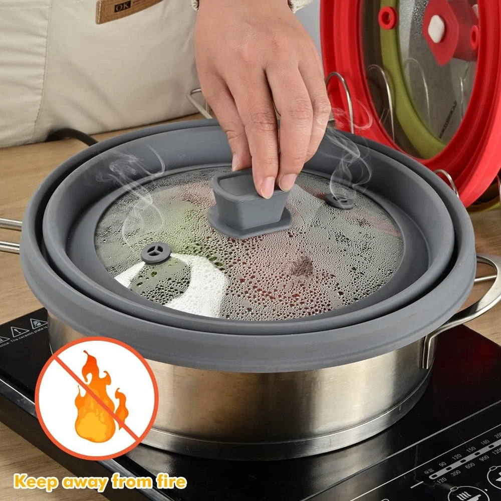 Microwave Splatter Cover Glass Microwave Cover for Food 10.5inch Foldable Microwave Plate Cover Silicone Splash Guard Food Cover