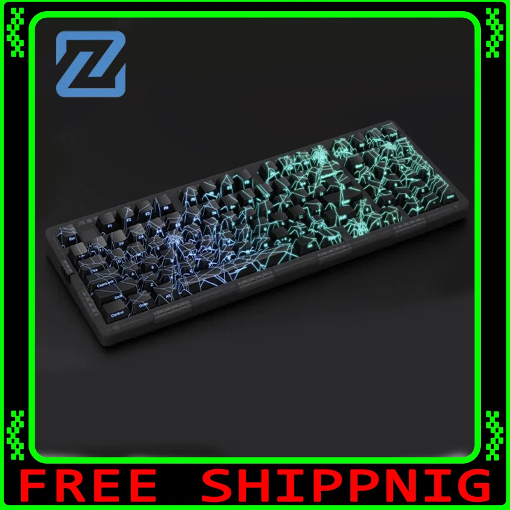 ZORNHER Zuohe ZH980 Spider Web Mechanical Keyboard 3mode RGB Wireless Gaming Keyboards Hot Swap Customise Pc Accessories Gifts