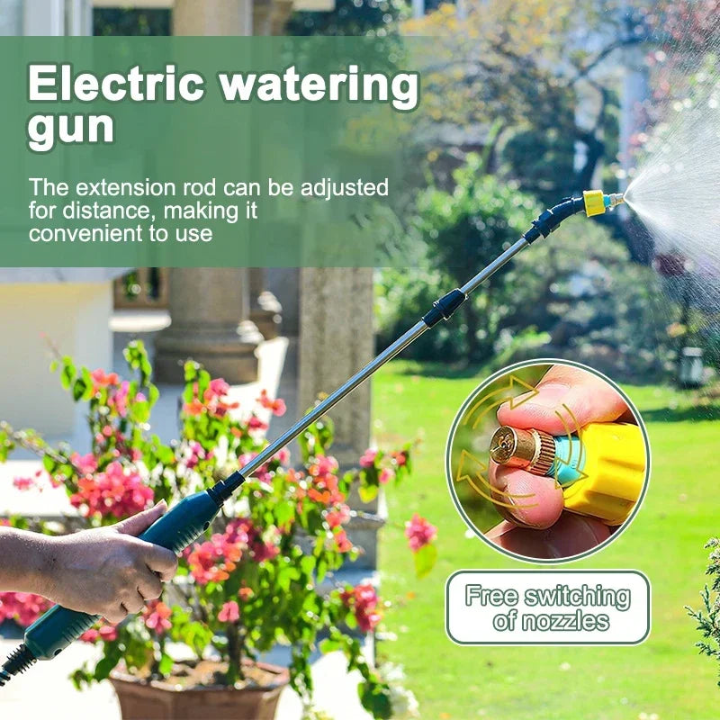 2400mAh Electric Garden Sprayer, High Pressure Portable Gardening Tool with 3 Mist Nozzles for Plant Watering Irrigation