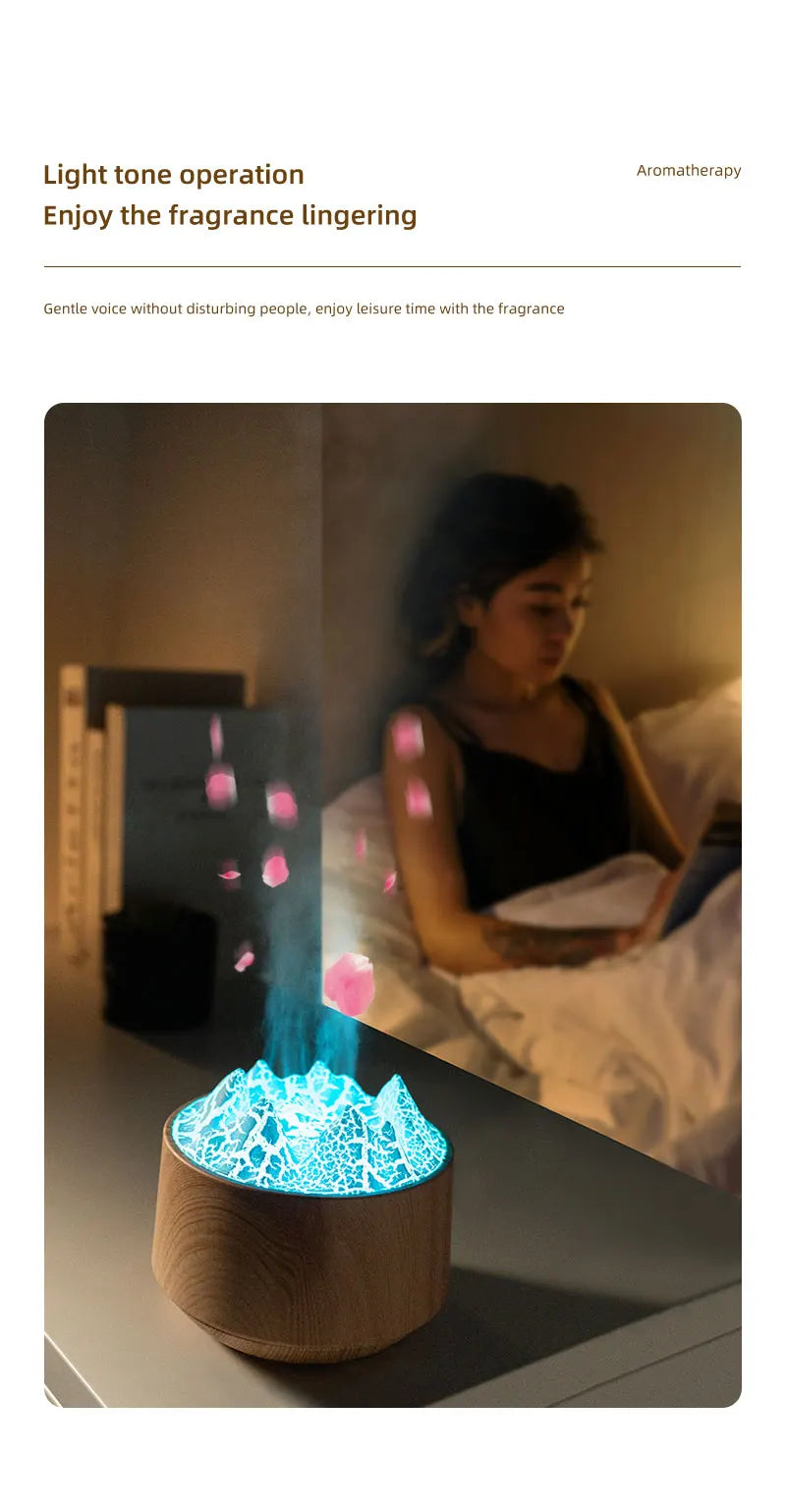 Volcano Bedroom Humidifier with Remote Control Fog Output Spray Desk Atmosphere Lamp Essential Oil Diffuser for Bedroom Home