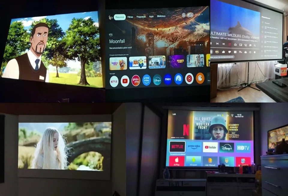 BYINTEK P70 Projector 4K 1080P DLP Mini Portable Projector Home Theater Smart Wi-Fi & Bluetooth for Movies & Gaming With Battery