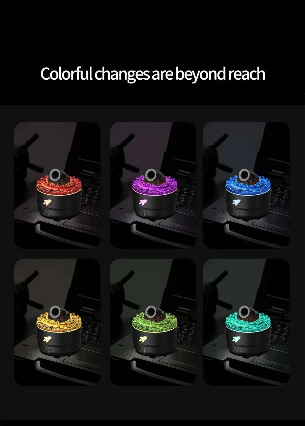 Volcanic Crack Light  Aromatherapy Humidifier Jellyfish Spray Air Humidifier 7 Colors Gradient Night Light Bedroom Diffuser