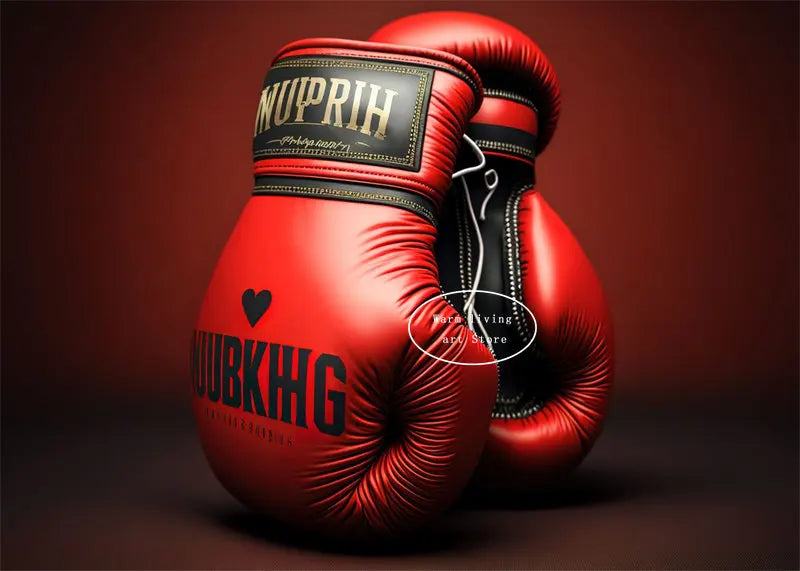 Black Cool Boxing Gloves Boxing Fitness Gloves Aesthetics Poster and Mural Art Canvas Painting Boxing Gym Boys' Room Decoration