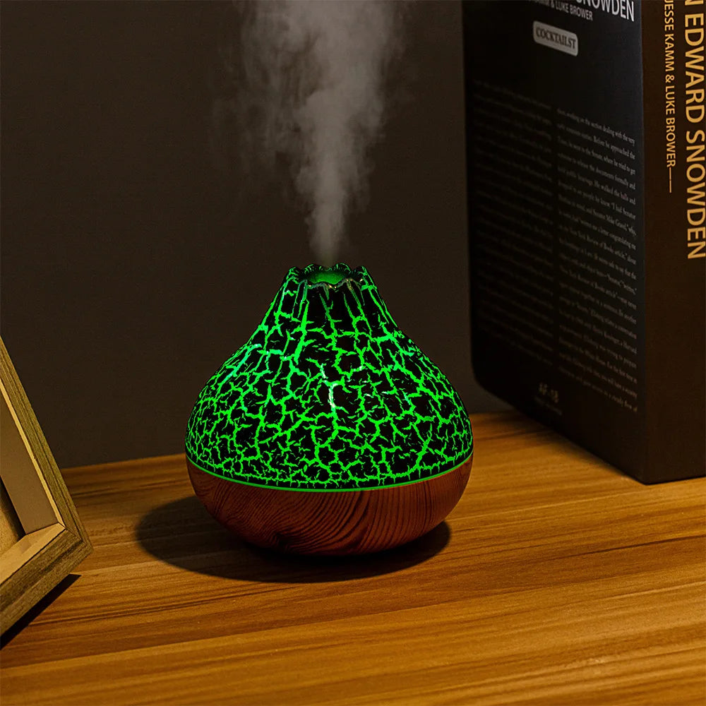 Volcano Air Humidifier Snow Mountain Essential Oils Diffuser Large Capacity Water Tank USB Aroma Diffuser Colorful Night Lights