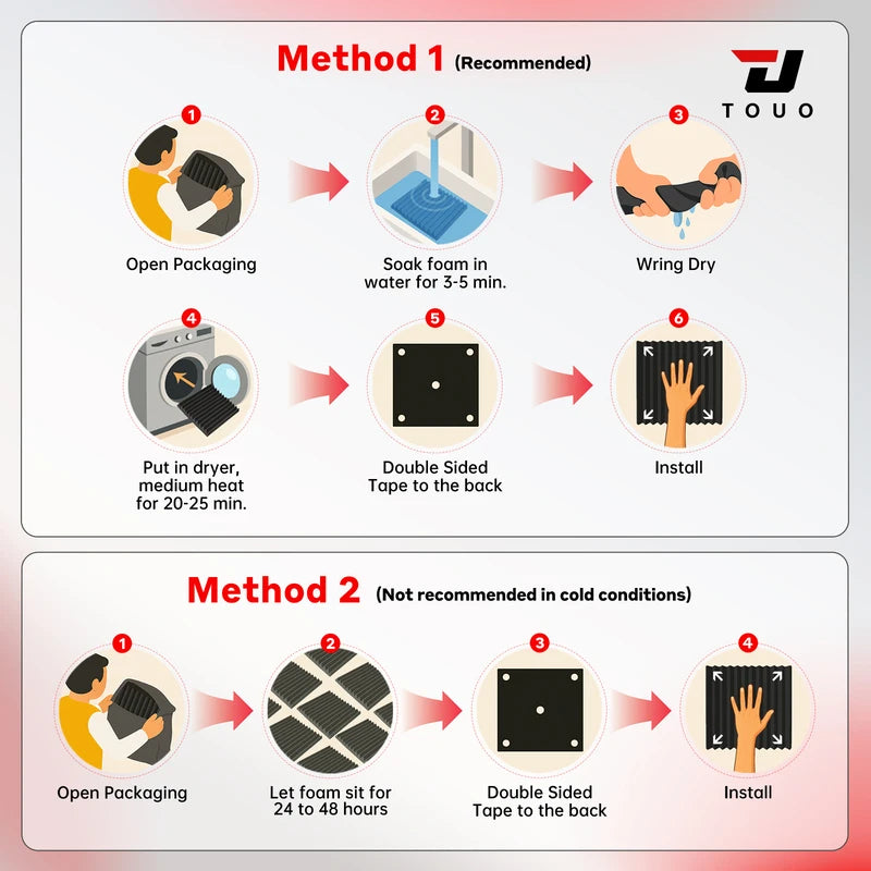 TOUO Acoustic Foam 6-48 Pcs Pyramid Soundproofing Sponge Pad High Density Sound Absorbing Foams Drum Room Acoustic Treatment