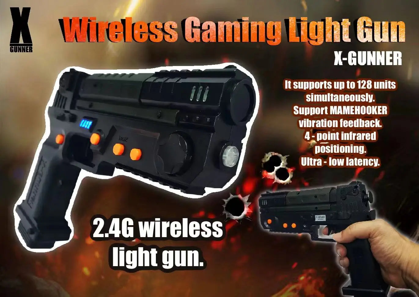 XGUNNER 2.4G wireless gaming light gun，Somatosensory gun，Functions far exceed GUN4IR，Support multiple people to play together