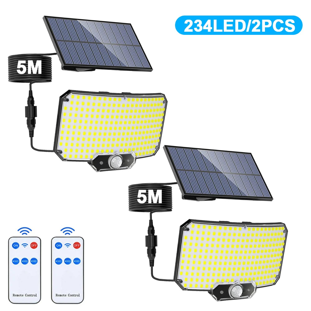 New 366LED Solar Outdoor Lights Solar Powered Security Light Motion Sensor 234LED Wall Light IP65 Waterproof Garden