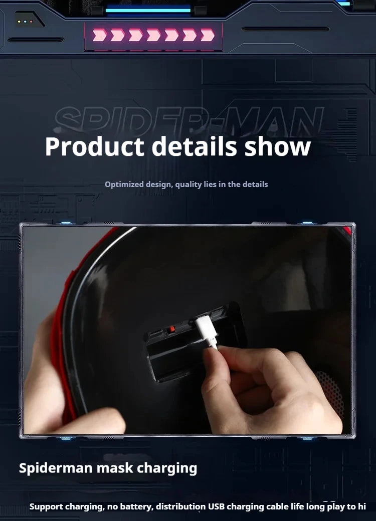 Marvel Mascara Miles Spiderman Headgear Cosplay Moving Eyes Electronic Mask Spider Man 1:1 Remote Control Toys For Adults Gift