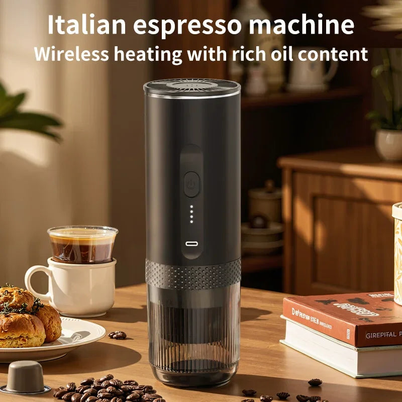 2-in-1 Wireless Electric Espresso Coffee Machine for Car & Home Camping Portable Coffee MakerCapsule Powder Travel Coffee Maker