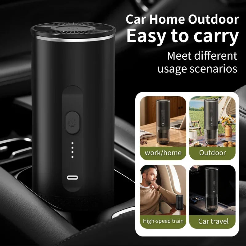 2-in-1 Wireless Electric Espresso Coffee Machine for Car & Home Camping Portable Coffee MakerCapsule Powder Travel Coffee Maker