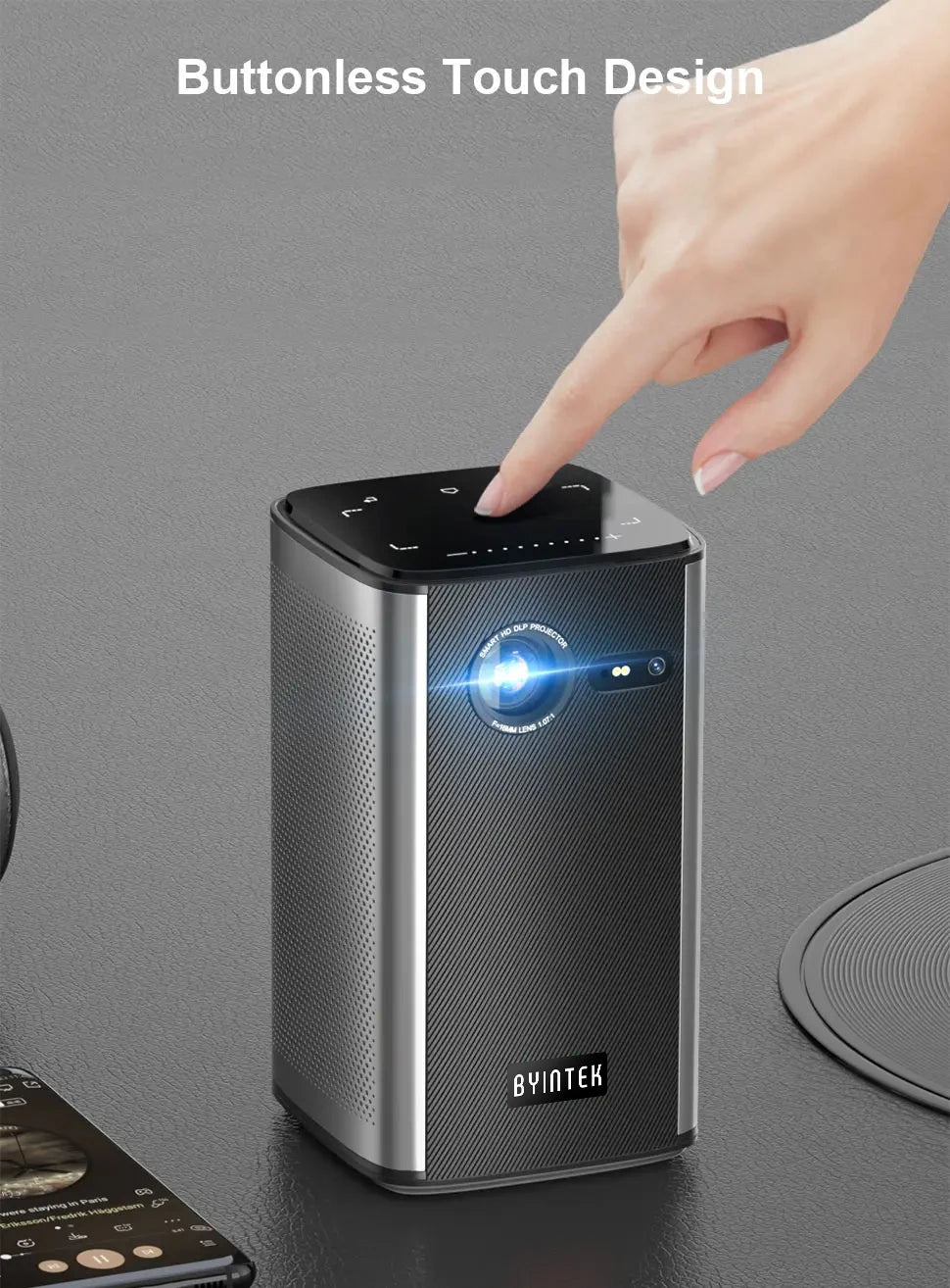 BYINTEK P70 Projector 4K 1080P DLP Mini Portable Projector Home Theater Smart Wi-Fi & Bluetooth for Movies & Gaming With Battery