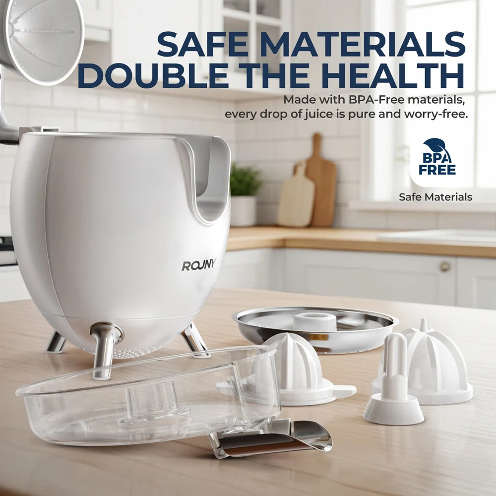 Electric Stainless Steel Citrus Juicer, Orange Lemon Set Juicer with 2 Cones, BPA-Free and Easy to Clean, Powerful 850W, White