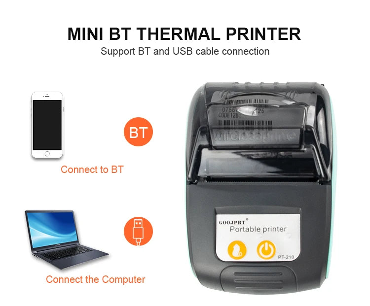 Mini Portable Thermal Receipt POS Printer Wireless Bluetooth 58mm Ticket Bill IOS Android PC Invoice Business Retail Ink-free