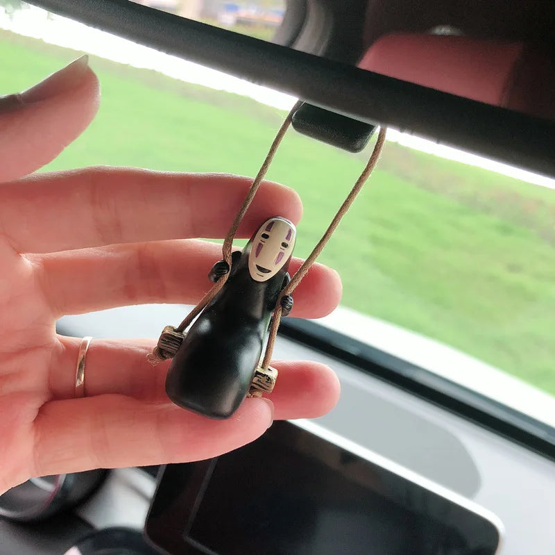 Spirited Away No-Face Swinging Car Charm Hanging Ornament Rearview Mirror Decoration Anime Themed Car Accessory