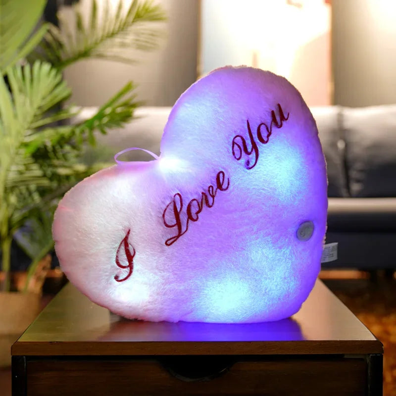 Light Up LED Love Heart Plush Toy Soft Plush Stuffed Luminous Love Throw Pillow Cushion Room Party Decoration Kids Birthday Gift
