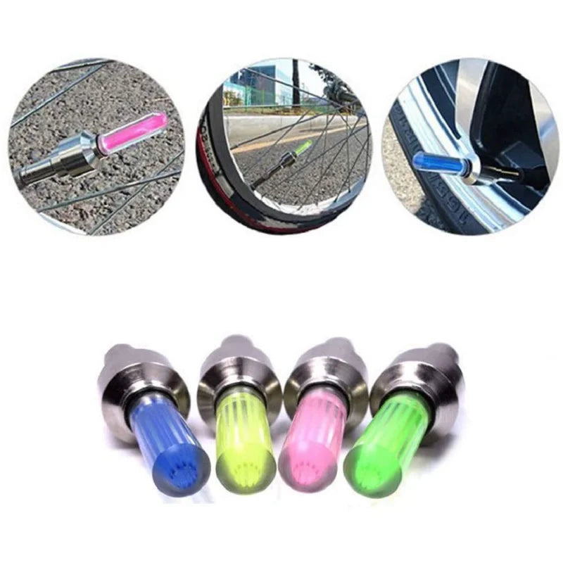 2/4Pcs Car Motorcycle Bicycle Tire Valve Caps Light LED Neon Flash Lamp Waterproof Tyre Universal Wheel Lights Car Accessories