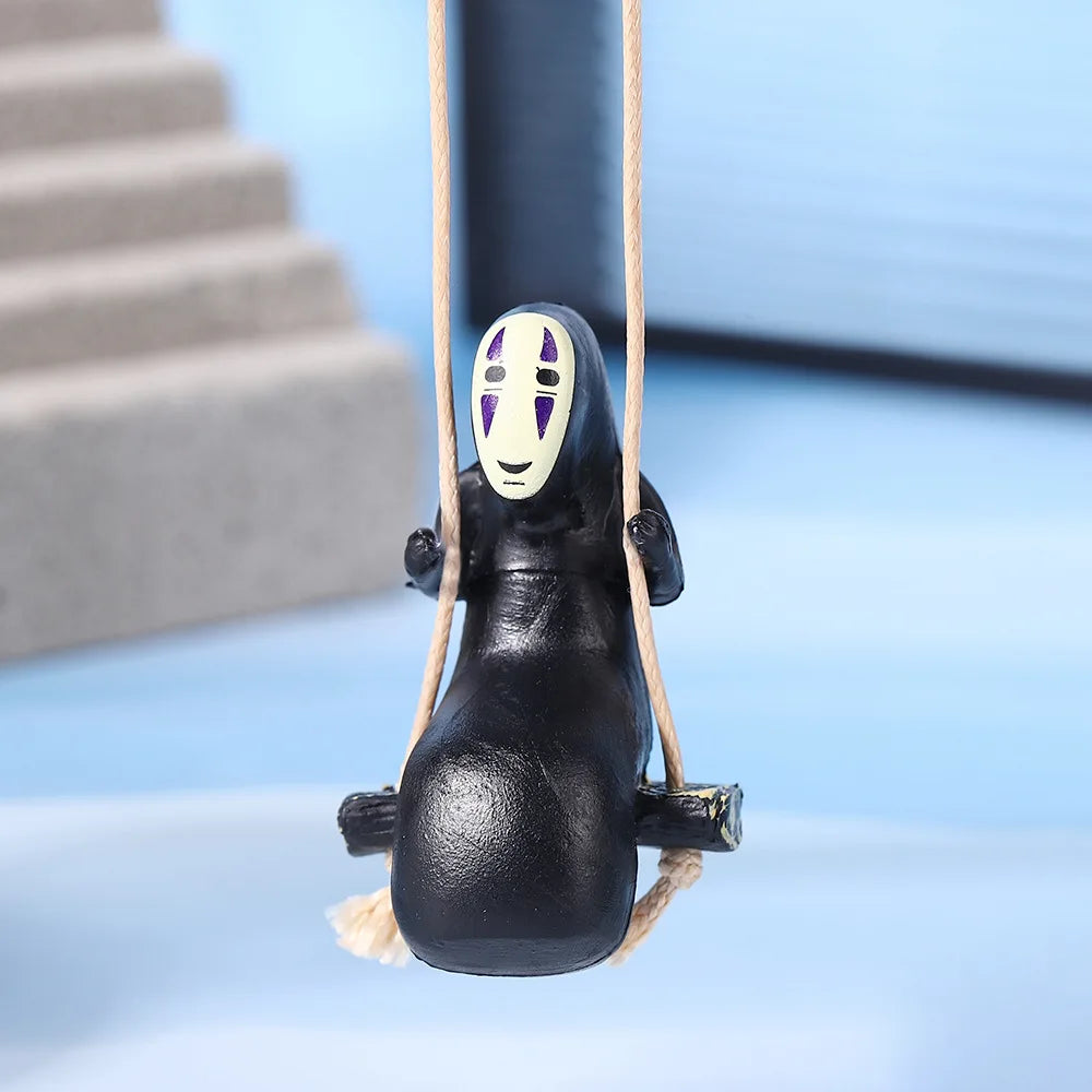 Spirited Away No-Face Swinging Car Charm Hanging Ornament Rearview Mirror Decoration Anime Themed Car Accessory