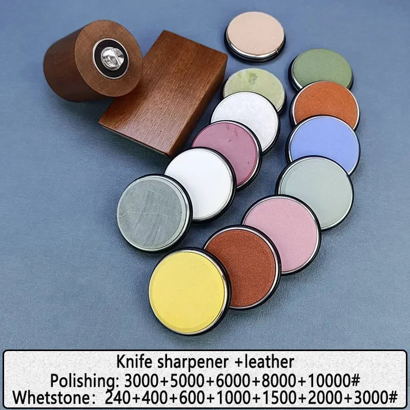 Diamond Sharpening StoneMagnetic Rolling Knife Sharpener  Wood Kitchen Grinding System 15 20 Degrees Angle Roller Accessory