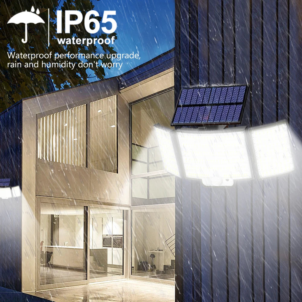 New 366LED Solar Outdoor Lights Solar Powered Security Light Motion Sensor 234LED Wall Light IP65 Waterproof Garden