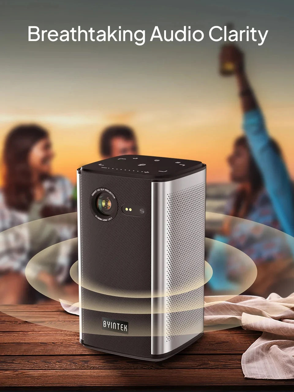 BYINTEK P70 Projector 4K 1080P DLP Mini Portable Projector Home Theater Smart Wi-Fi & Bluetooth for Movies & Gaming With Battery