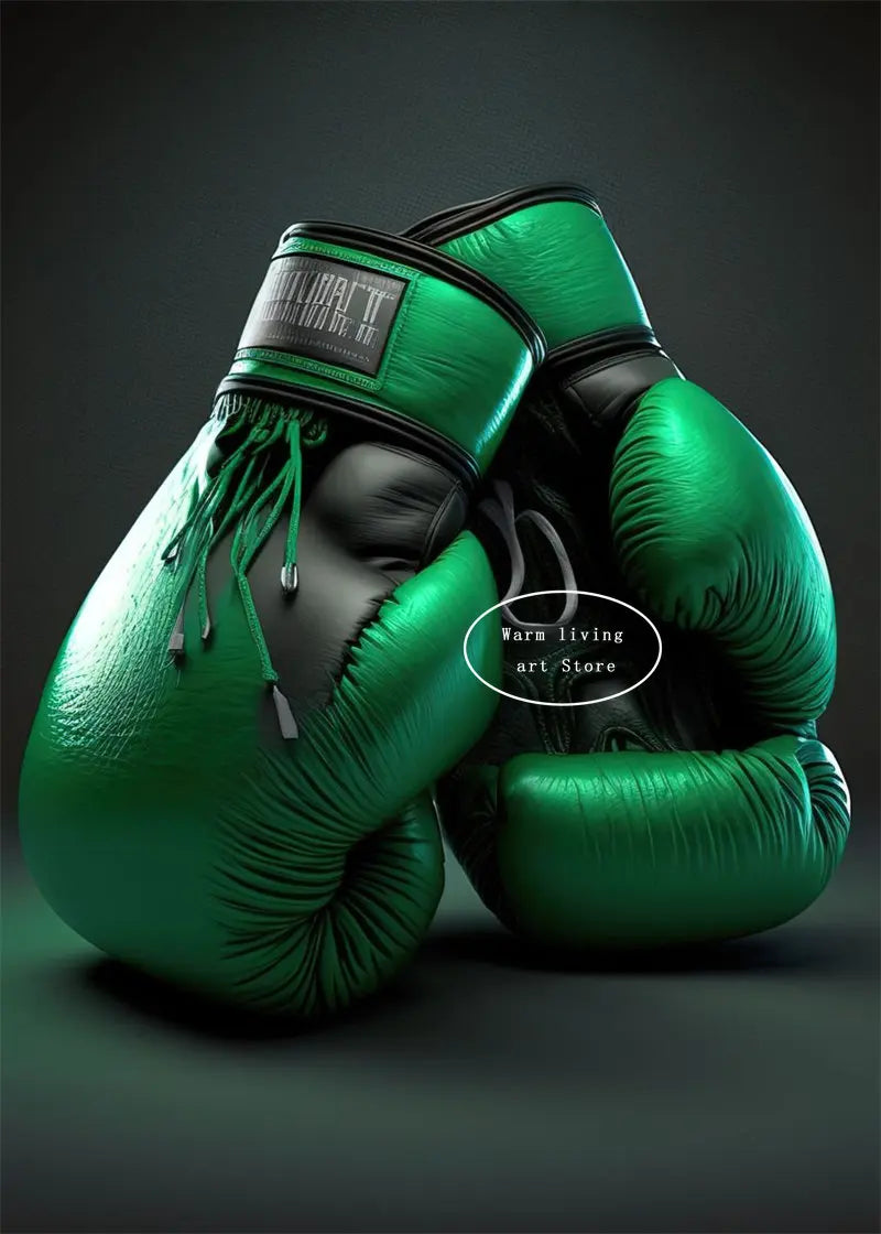 Black Cool Boxing Gloves Boxing Fitness Gloves Aesthetics Poster and Mural Art Canvas Painting Boxing Gym Boys' Room Decoration