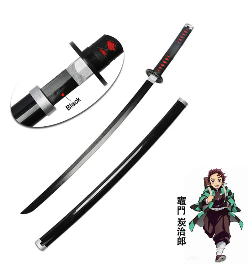 Demon Slayer Katana 104cm Giyuu Blue Role-playing Weapons Props with Sword Holder and Belt 1: 1 Replica  Japanese Samurai Sword