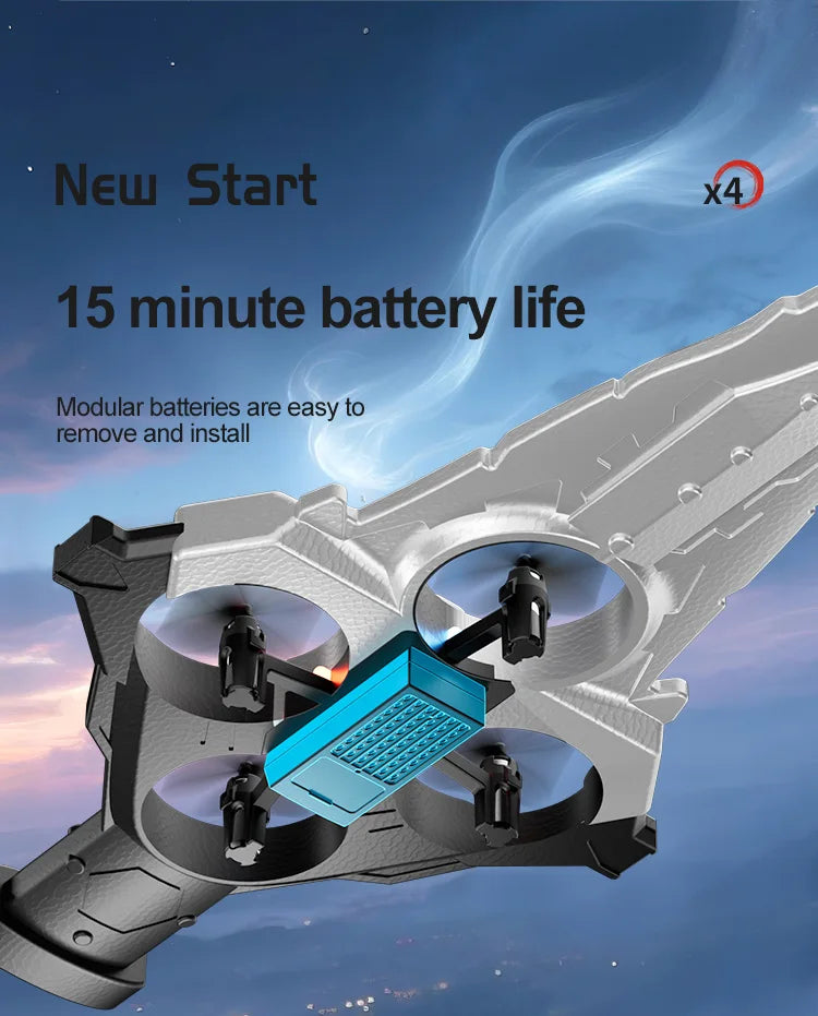 4DRC New V55 Remote Controlled Flying Sword Toy Drone Model 2.4G RC Quadcopter with Light Sword Stunt Glider Airplane Kids Toys