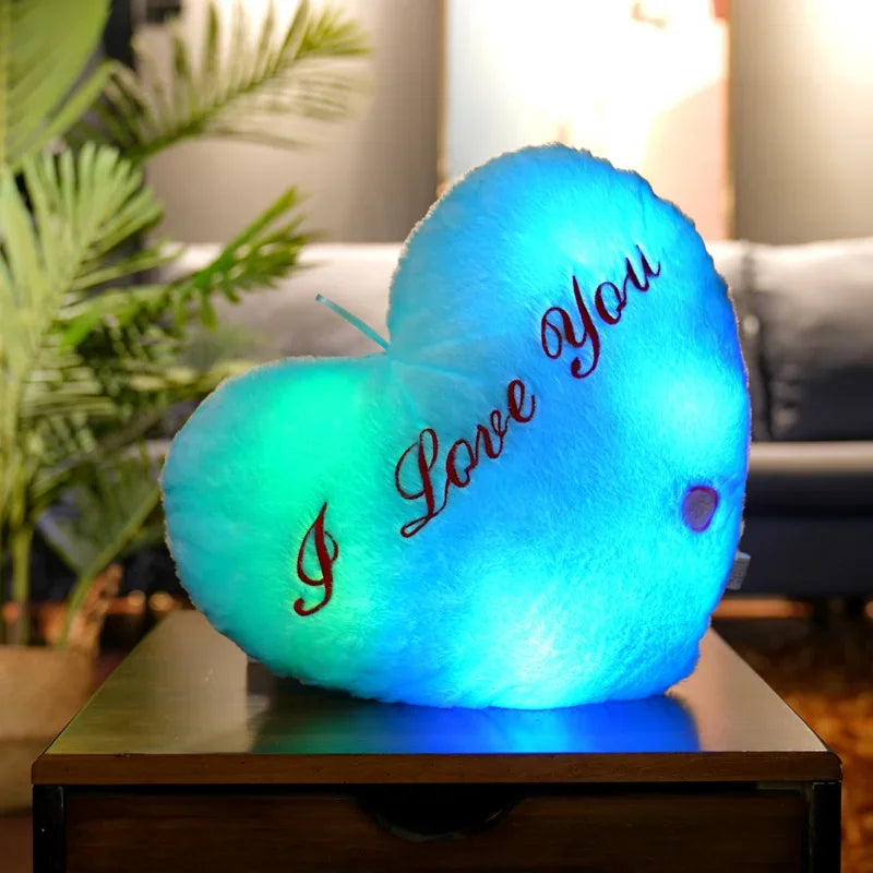Light Up LED Love Heart Plush Toy Soft Plush Stuffed Luminous Love Throw Pillow Cushion Room Party Decoration Kids Birthday Gift