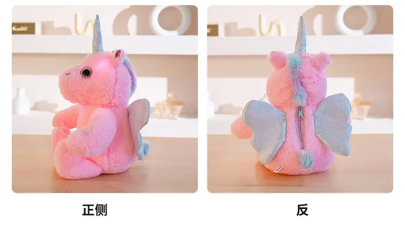25cm simulated luminous unicorn plush toy filled with plush toys, figurine dolls, cartoon anime cute gifts, children's fun dolls