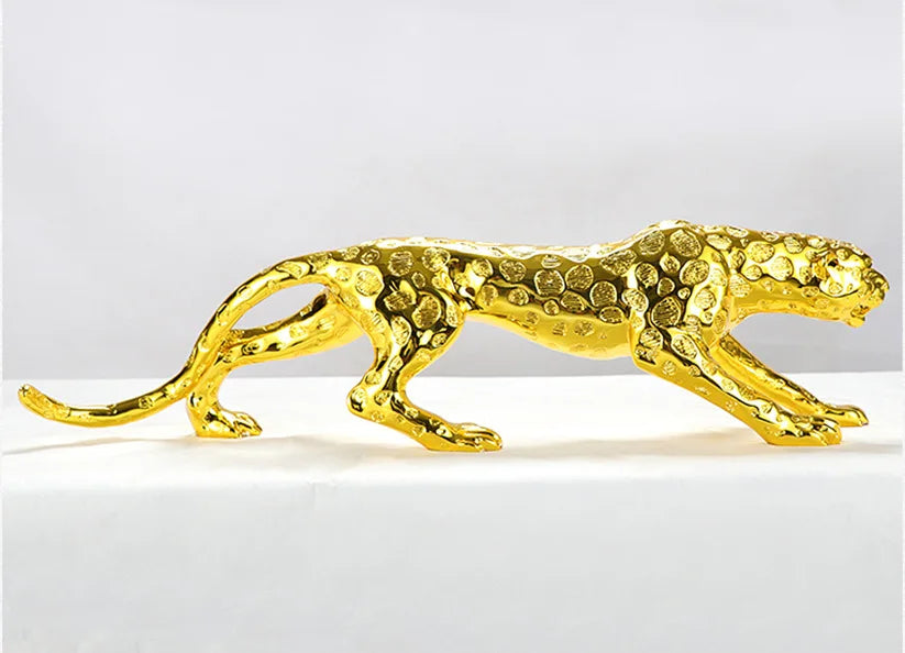 Fortune Leopard Statue Large Animal Sculpture Resin Craft Home Office Decor Living Room TV Cabinet Wealth Symbol Gift