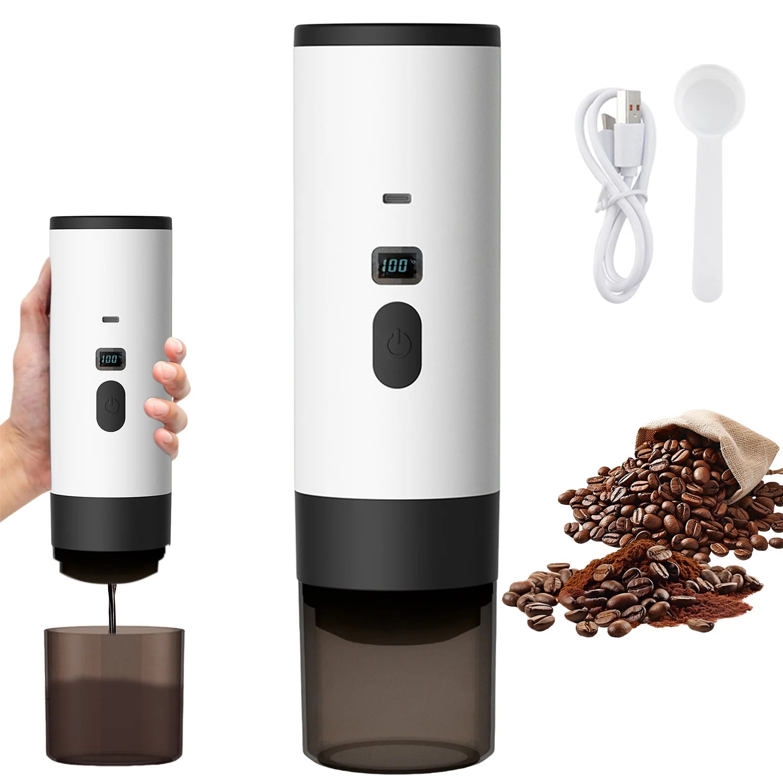 Portable 3-in-1 Coffee Maker, 20Bar USB Espresso Machine for Travel Car Home, Fast Heating Compact Design