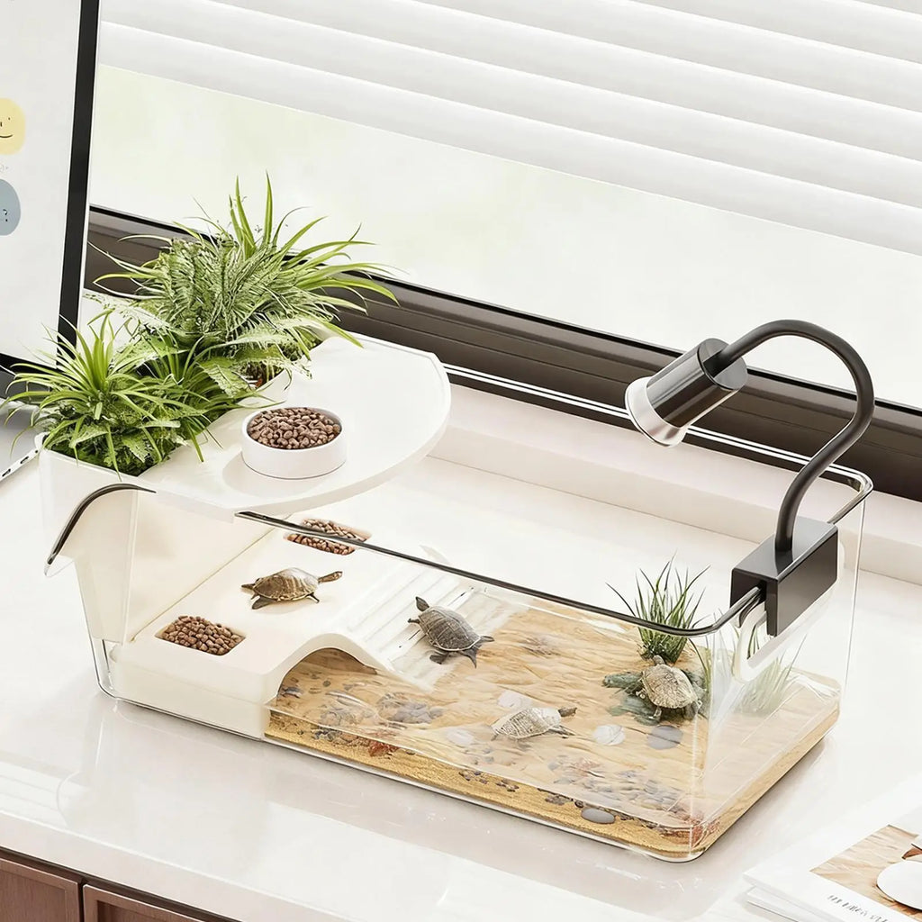 Aquatic Turtle Tank Large Detachable Terrarium Multi-Function Area Tortoise Aquarium Tank For Tree Frog Salamanders Crayfish