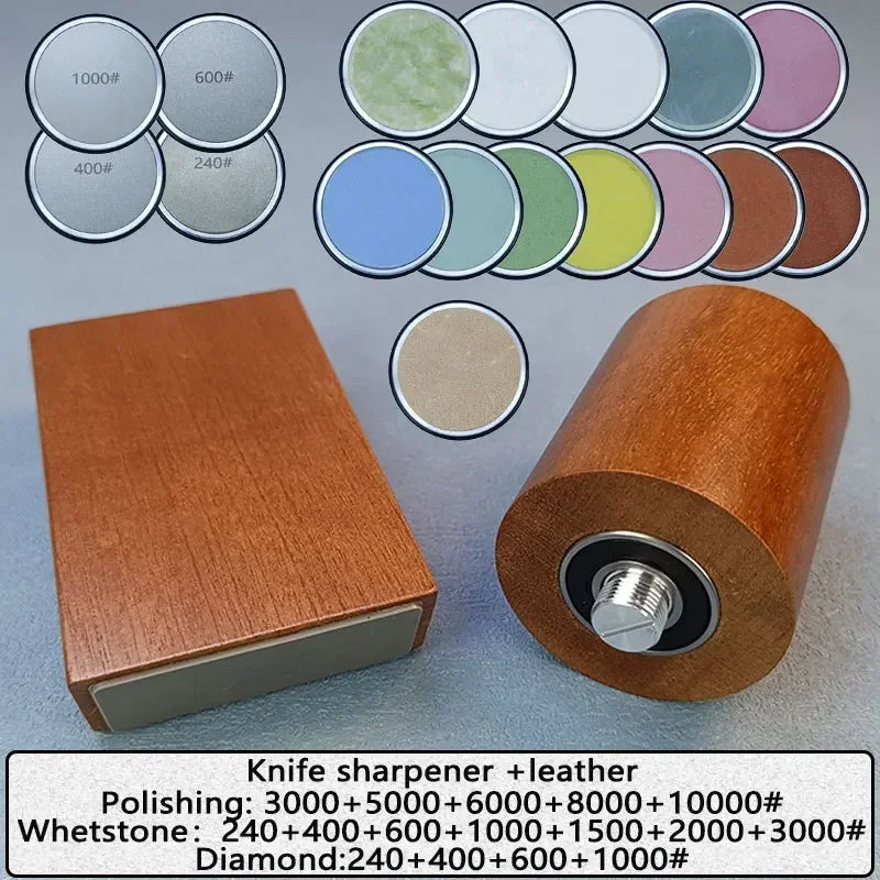 Diamond Sharpening StoneMagnetic Rolling Knife Sharpener  Wood Kitchen Grinding System 15 20 Degrees Angle Roller Accessory