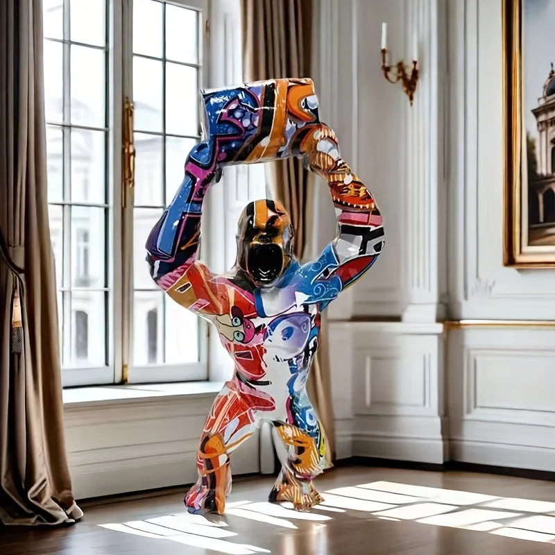 1pc Creative Nordic Animal Orangutan Resin Sculpture Art Statue Nordic Home&Room Decoration Scene Decor, Theme Party Decor