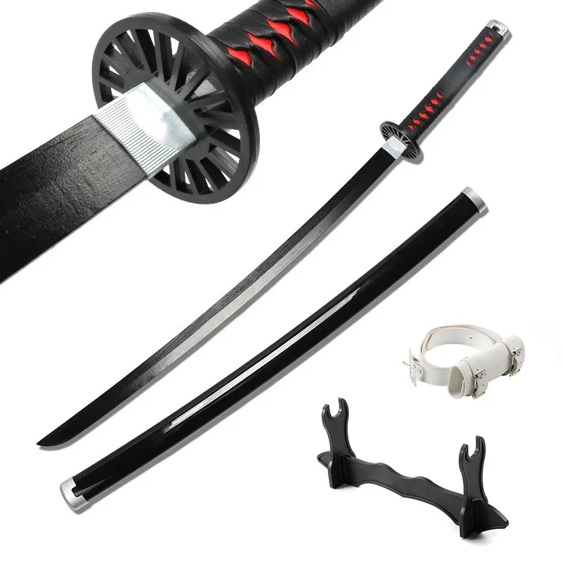 Demon Slayer Katana 104cm Giyuu Blue Role-playing Weapons Props with Sword Holder and Belt 1: 1 Replica  Japanese Samurai Sword