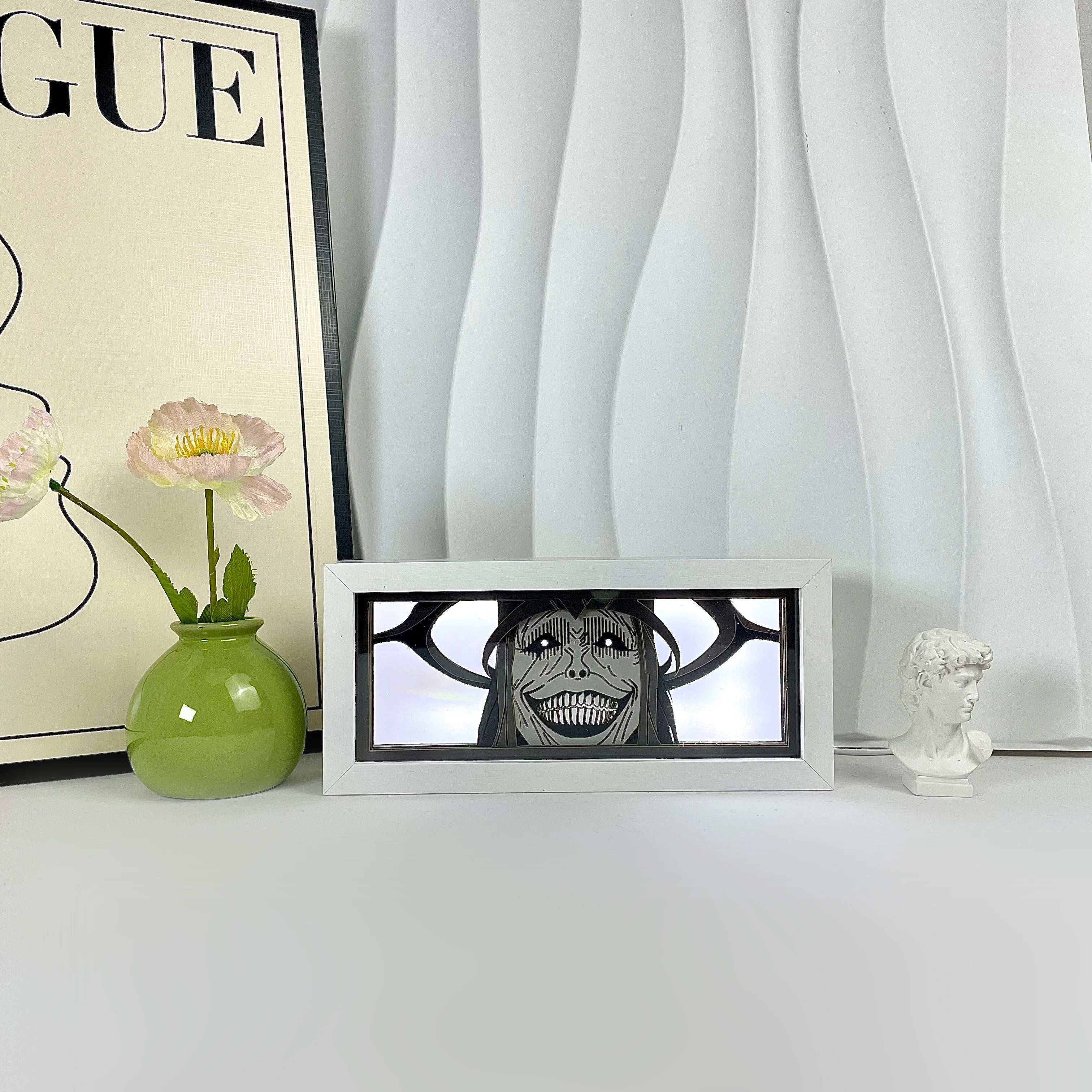 Anime Light Box Led Strip Lights Anime Eyes Shadow Box Picture Frame 3D Paper Carving Usb Table Lamp Mood Light Room Decor Gift