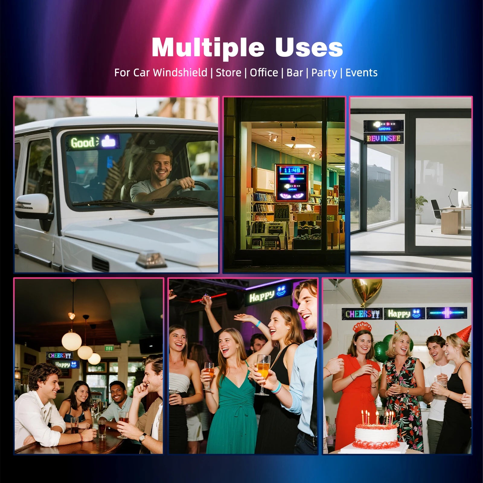 Truck Car Devil Eye LED Pixel Matrix Panel Sign Light App Remote Control 5V USB Custom Lighting Scrolling For Board Windshield