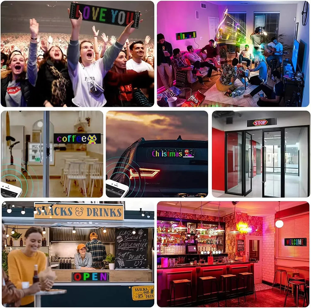 Car LED Matrix Pixel Panel DIY RGB Lighting Graffiti Scrolling Text Board Windshield Advertising Screen Bluetooth APP Control